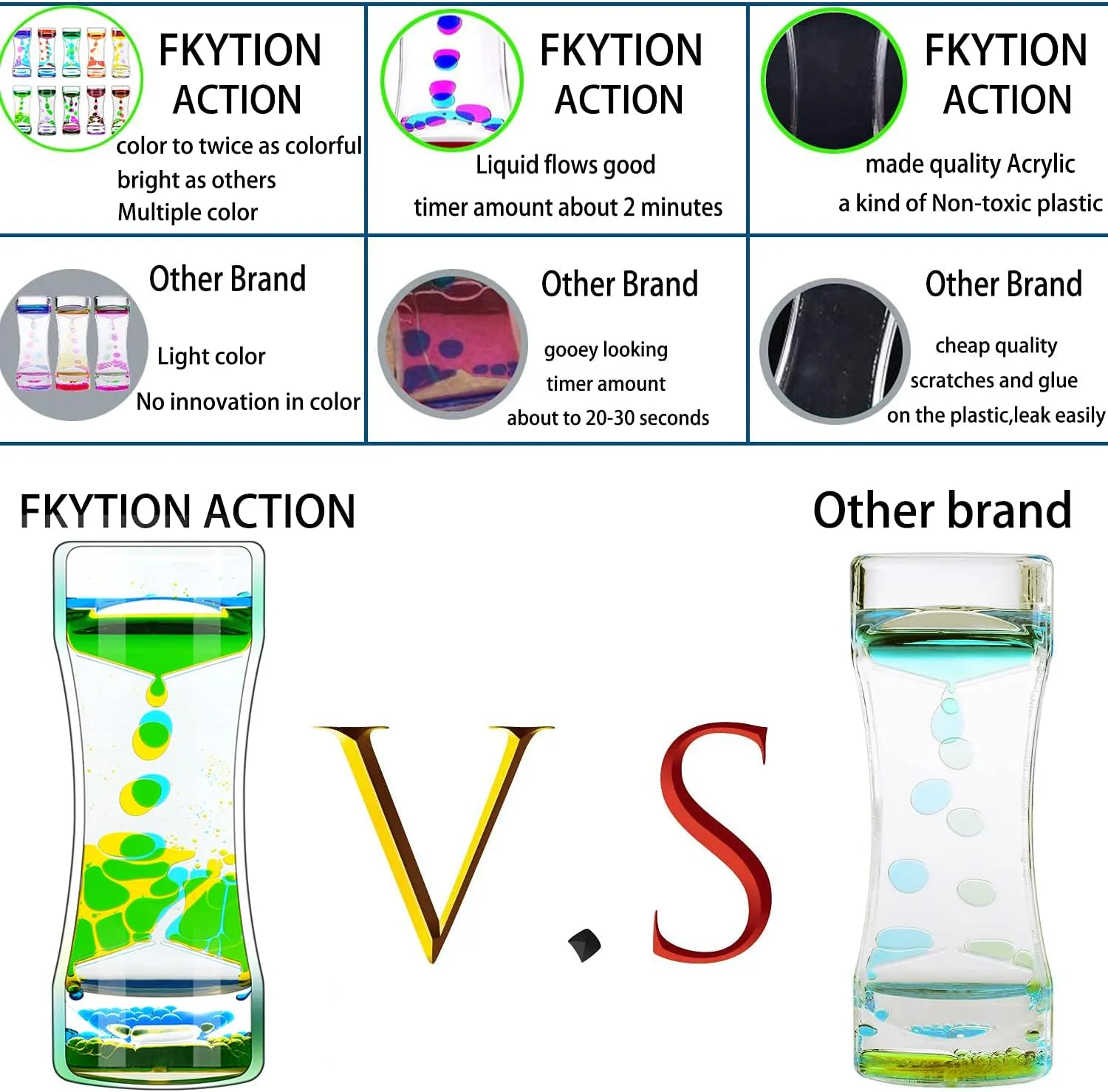 Liquid Motion Bubbler Timer Pack of 8 Great Desktop Colorful Hourglass Liquid Bubbler Small Calming Relaxing Toys Sensory Anxiety Autism ADHD Fidget Toys