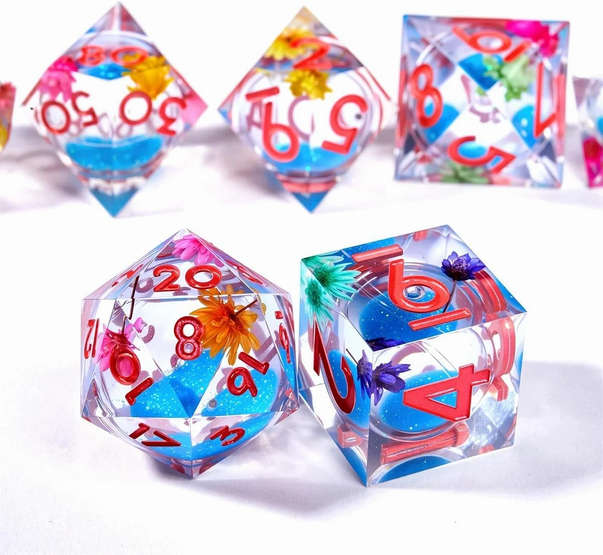 Liquid Core Quicksand Resin DND Sand Dice, Sharp Edge Dungeons and Dragons Polyhedron Game Dice Set for Role Playing Games RPG Explorer Magic, Holiday Birthday Gifts Party Favors