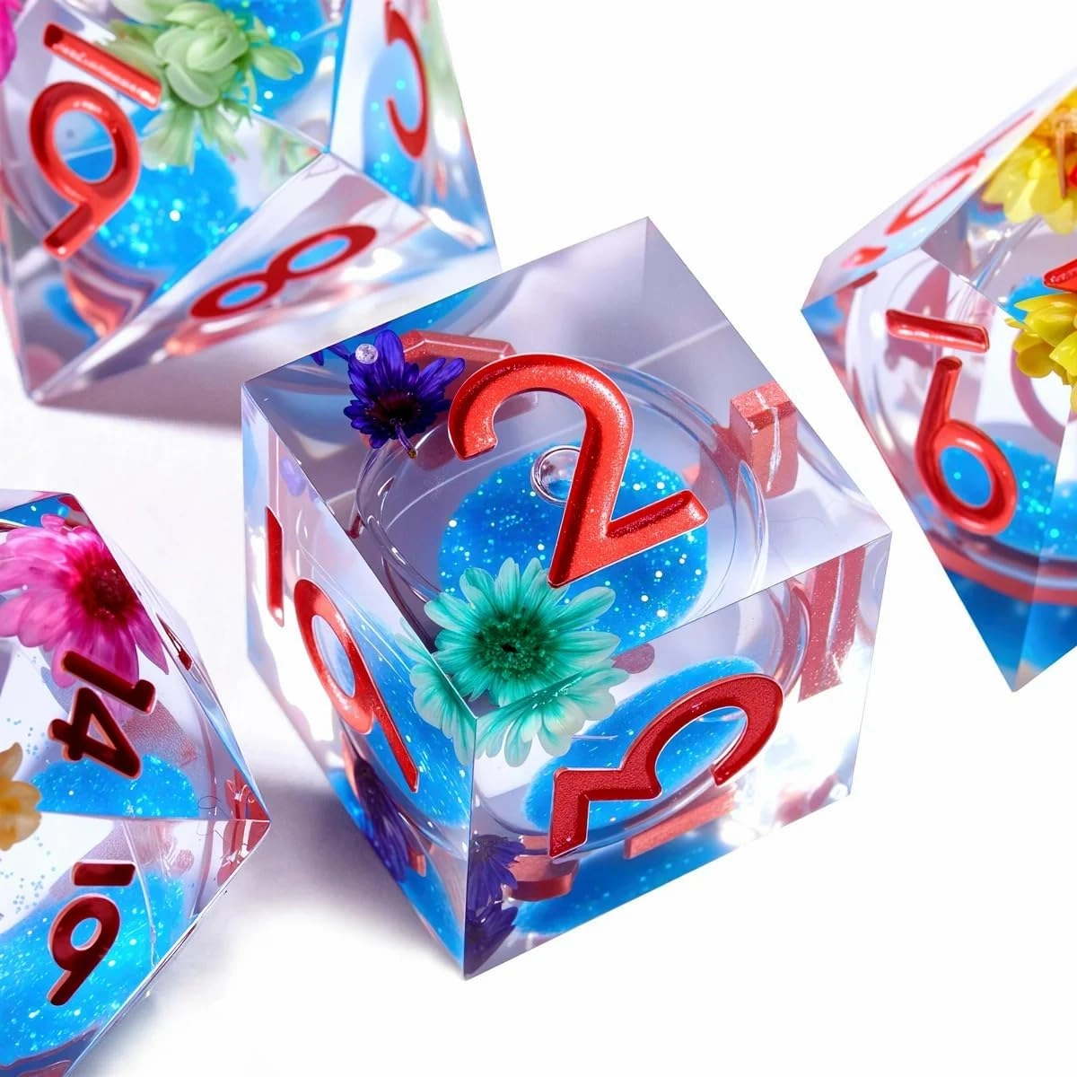 Liquid Core Quicksand Resin DND Sand Dice, Sharp Edge Dungeons and Dragons Polyhedron Game Dice Set for Role Playing Games RPG Explorer Magic, Holiday Birthday Gifts Party Favors