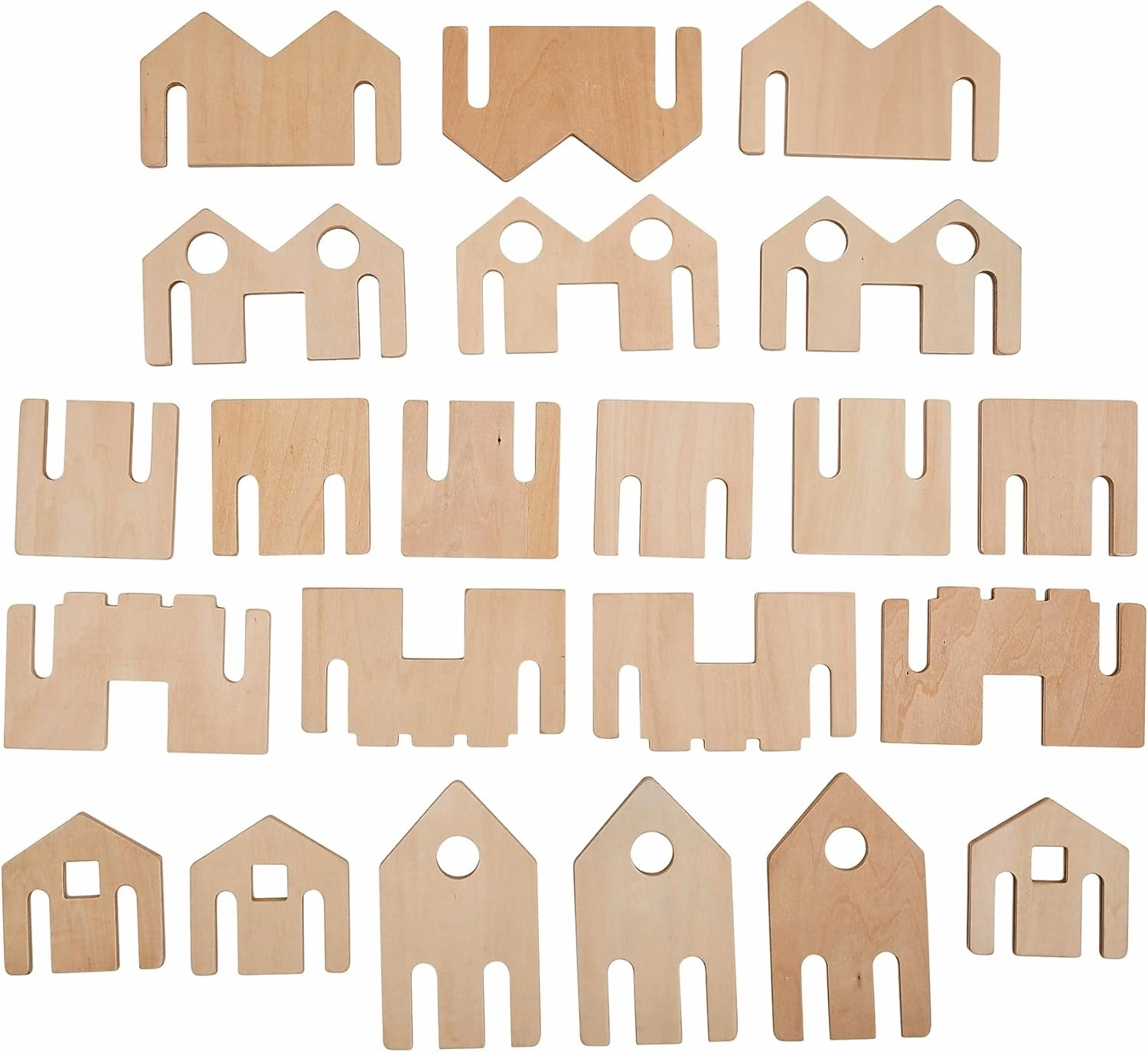 Little Happy Architect - Set of 22 - Ages 18m  - Wooden Blocks for Toddlers - Create Endless Village Layouts - Lightweight