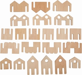Little Happy Architect - Set of 22 - Ages 18m  - Wooden Blocks for Toddlers - Create Endless Village Layouts - Lightweight