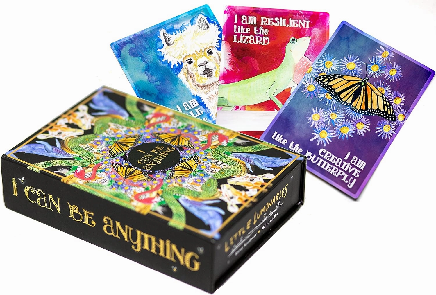 Little Luminaries Affirmations Cards for Kids,Toddler and Teens-45 Affirmation Deck Hand Animal Portrait with Discovery Book Childrens Spirit Animal Cards for Mindfulness Activities