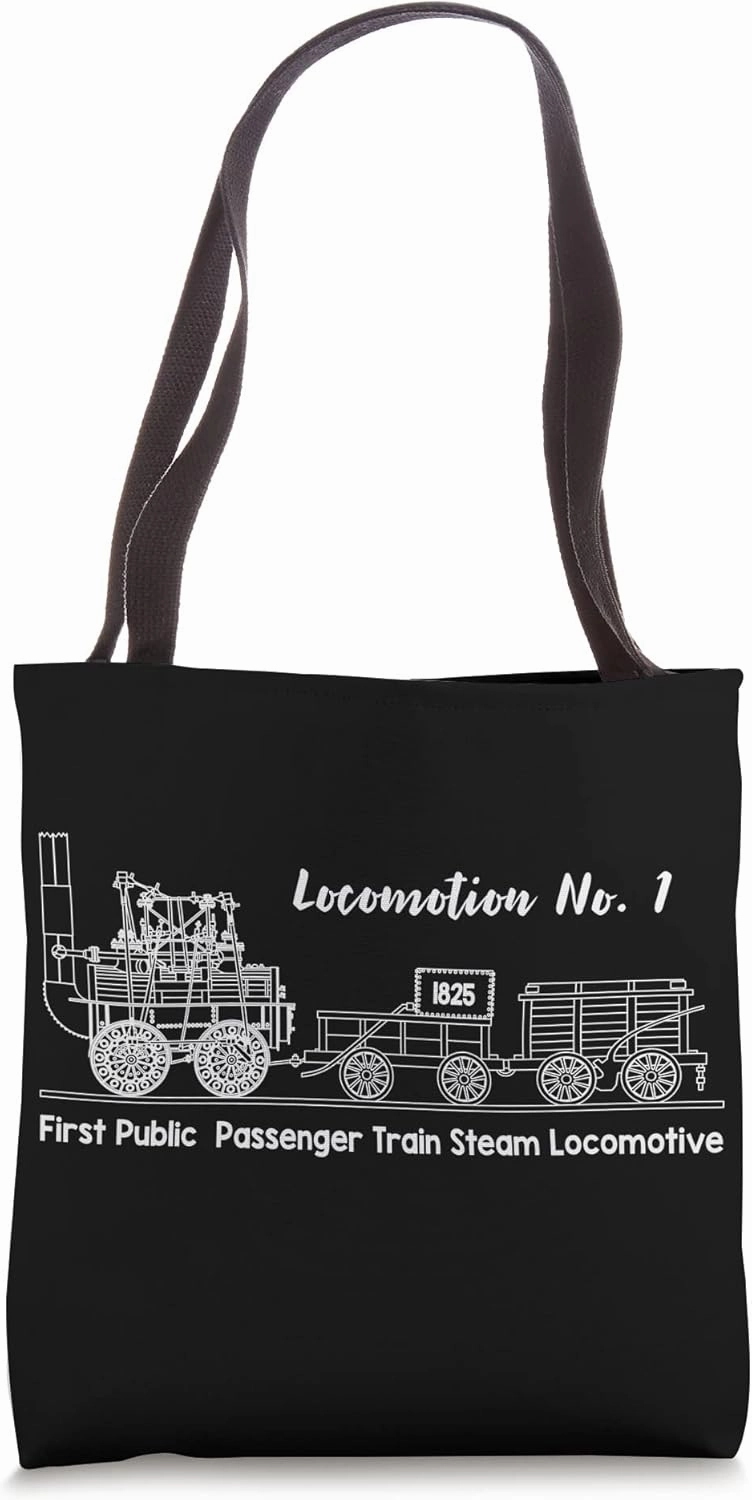 Locomotion No. 1 First Passenger Steam Train Blueprint Tote Bag