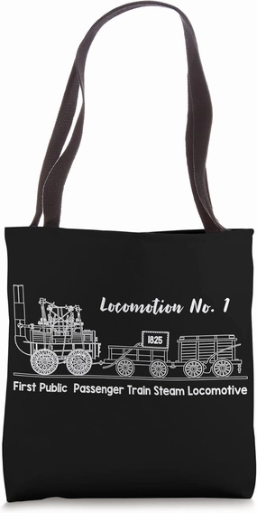 Locomotion No. 1 First Passenger Steam Train Blueprint Tote Bag