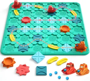Logical Road Builder, Large Stem Games Board Game for 4 5 6 7 Years, Montessori Toys for 3  Year Old, Maze Racer Gifts for Kids 4-8 Years Old