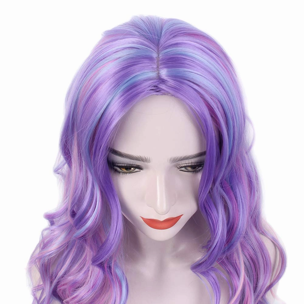 Long Rainbow Wavy Womens Wig Pastel Ocean Wave Long Curly Waving Heat Resistant Hair Wigs for Womens Lady Girls Cosplay Halloween Party Anime Daily (Rainbow)