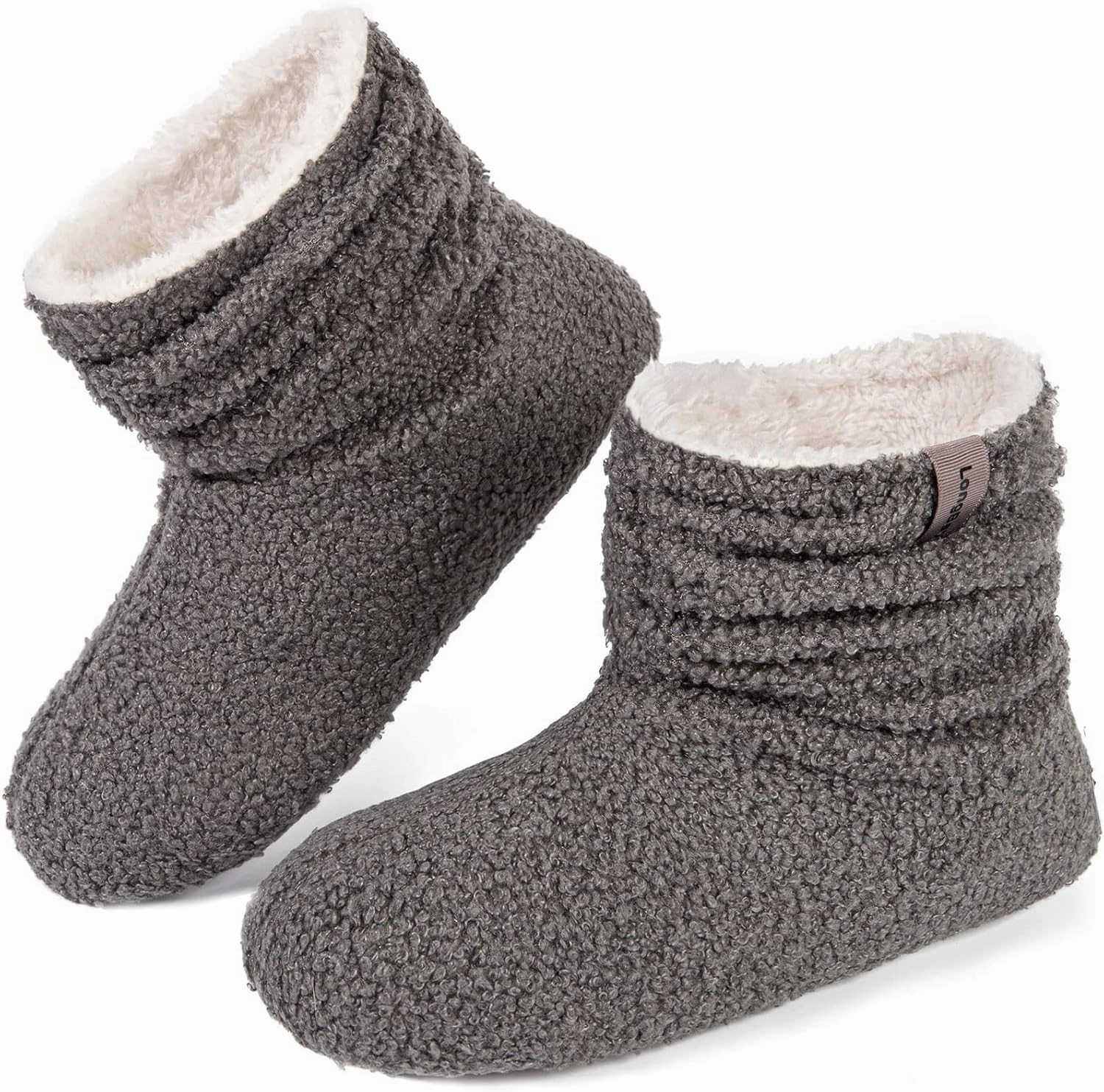 LongBay Women’s Warm Curly Fur Bootie Slippers Comfy Plush Fleece Boots Memory Foam House Shoes