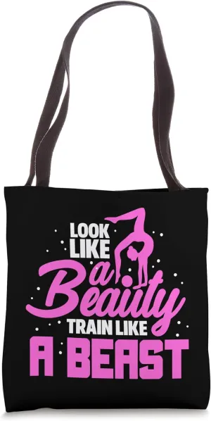 Look Like A Beauty Train Like A Beast Gymnastics Gymnasts Tote Bag