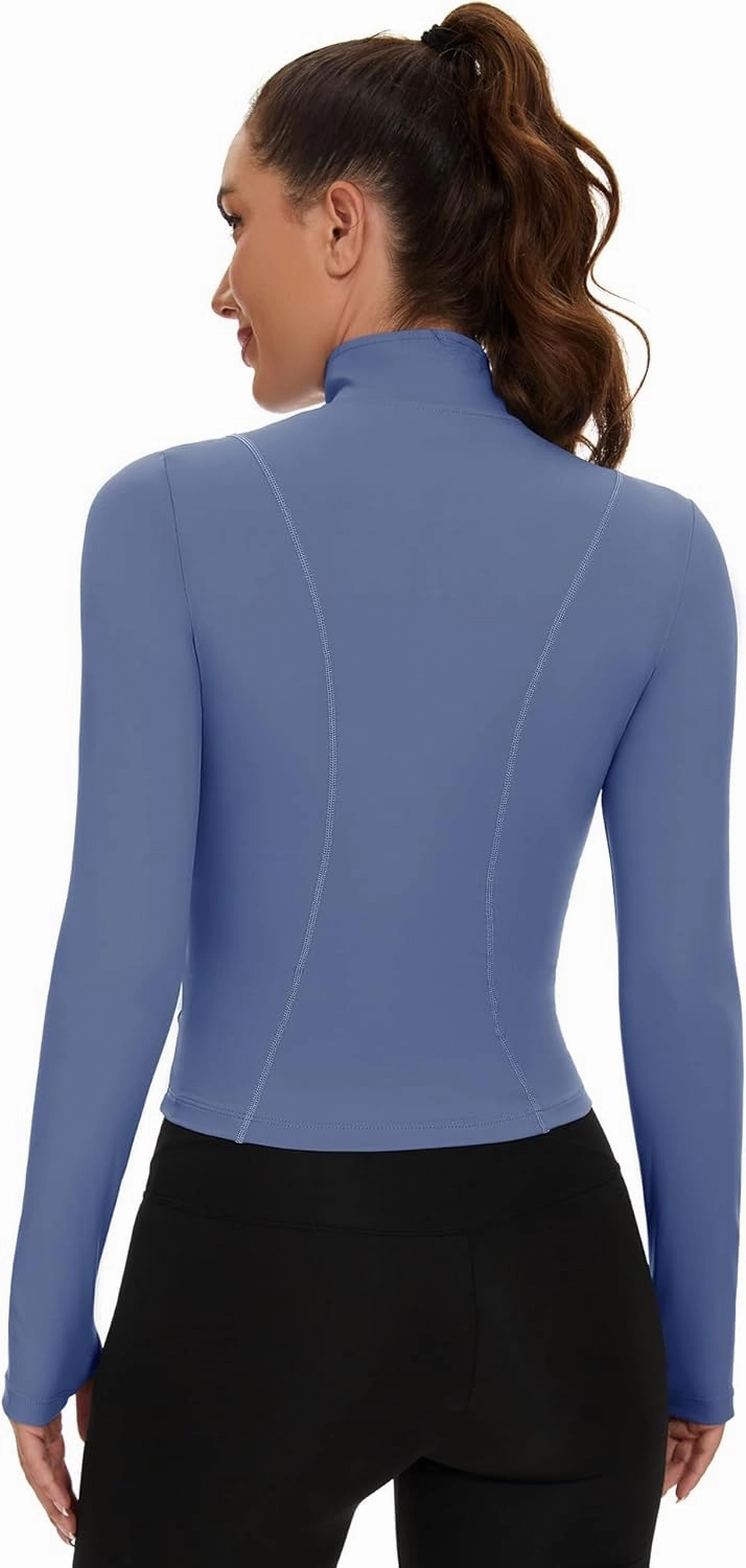 Loovoo Women's Cropped Workout Jacket Zip Up Athletic Jackets Slim Fit Lightweight Running Sports Track Jacket 2025