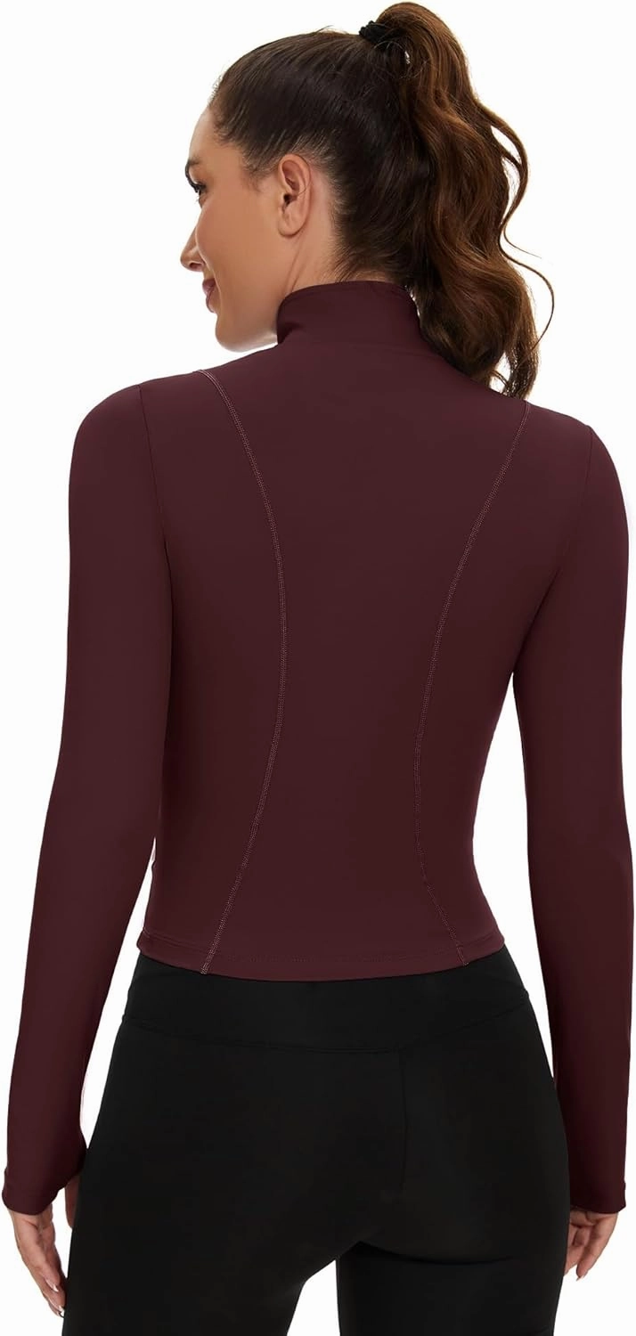 Loovoo Women's Cropped Workout Jacket Zip Up Athletic Jackets Slim Fit Lightweight Running Sports Track Jacket 2025