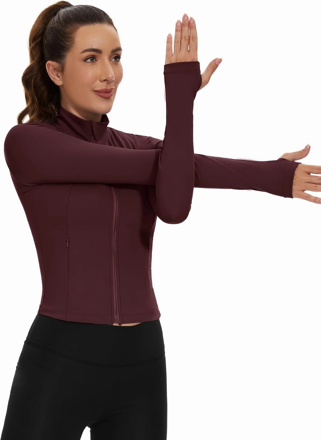 Loovoo Women's Cropped Workout Jacket Zip Up Athletic Jackets Slim Fit Lightweight Running Sports Track Jacket 2025