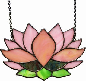 Lotus Flower Decor Stained Glass Window Hangings,Sun Catcher Gift for Mom Lotus Flower Decoration for Kitchen Livingroom,Birthday Gifts for Women