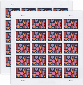 Love Stamps 2 Sheets of 20 US Postal First Class Valentine Wedding Celebration Anniversary Romance Party (40 Stamps)
