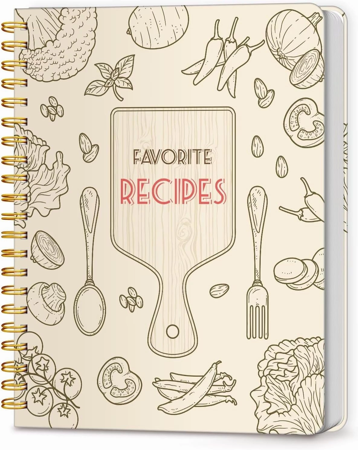 LuBudingJoy Blank Recipe Notebook to Write in Your Own Recipes, Full Page Sprial Hardcover Personal Recipe Organise, Recipe Journal Hold 140 Recipes(Wood Color)
