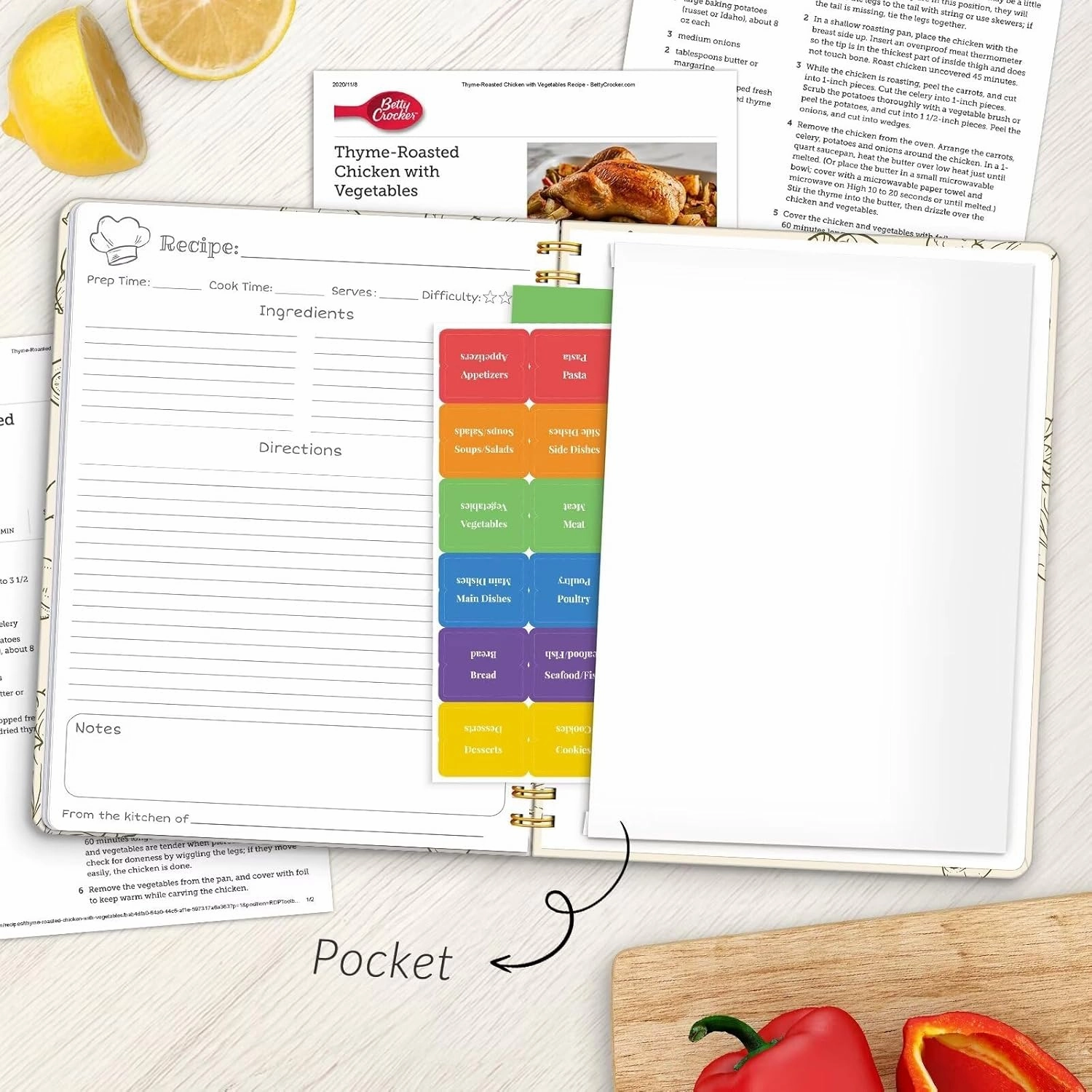 LuBudingJoy Blank Recipe Notebook to Write in Your Own Recipes, Full Page Sprial Hardcover Personal Recipe Organise, Recipe Journal Hold 140 Recipes(Wood Color)