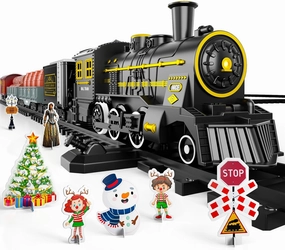 Lucky Doug Train Set Toys for Kids, Toys Train Sets for Kids Smokes, Light & Sound Include 5 Car and 22 Tracks, Train Toys for 3 4 5 6 Year Old Boys