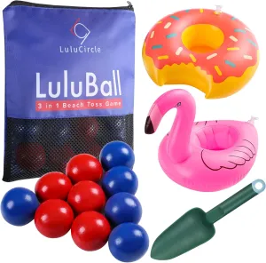 LuluBall Outdoor Beach Toss Game Set 10 Balls, Beach Games, The Beach Must-Have Game for Family Adult Kids Friends (American Blue)