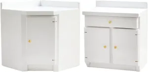 LUOZZY 2pcs Miniature Dollhouse Kitchen Cabinet Wooden Dollhouse Furniture Accessories White Cabinet Cupboard Model