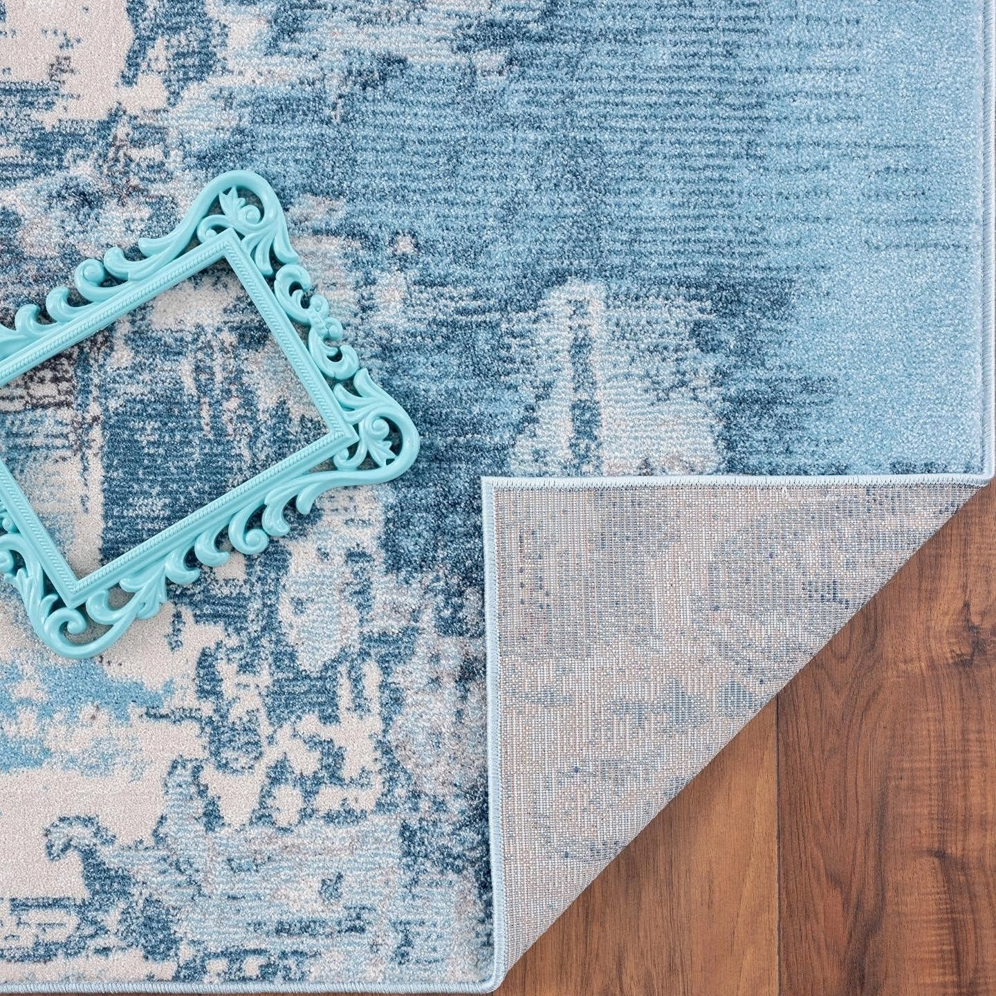 LUXE WEAVERS Abstract Distressed Area Rug, Blue 5x7