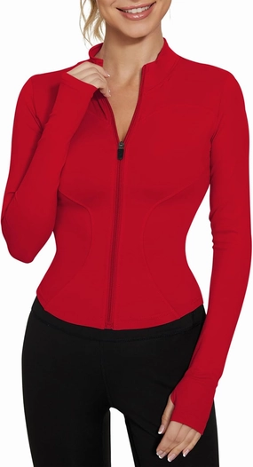 LUYAA Women's Workout Jacket Lightweight Zip Up Yoga Jacket Cropped Athletic Slim Fit Tops
