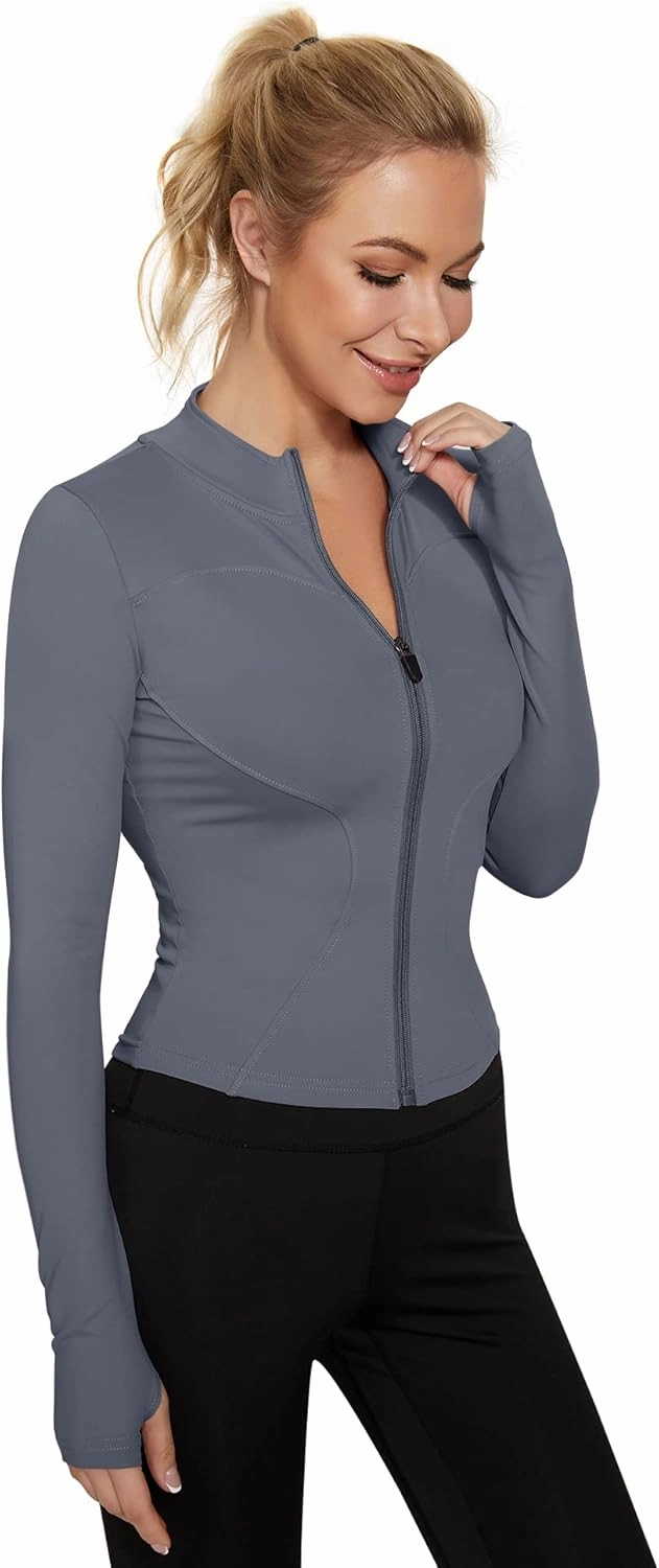 LUYAA Women's Workout Jacket Lightweight Zip Up Yoga Jacket Cropped Athletic Slim Fit Tops
