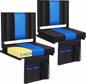 M KARMATER Stadium Seat,Portable Stadium seat Cushion with Back Support,Padded Folding Comfort Stadium Chair with Shoulder Strap,Bleacher Chairs Perfect for Sports Events
