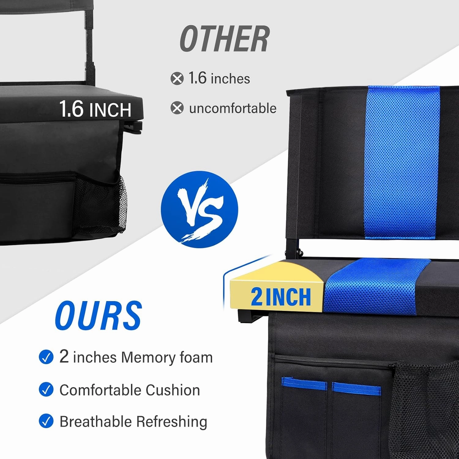 M KARMATER Stadium Seat,Portable Stadium seat Cushion with Back Support,Padded Folding Comfort Stadium Chair with Shoulder Strap,Bleacher Chairs Perfect for Sports Events