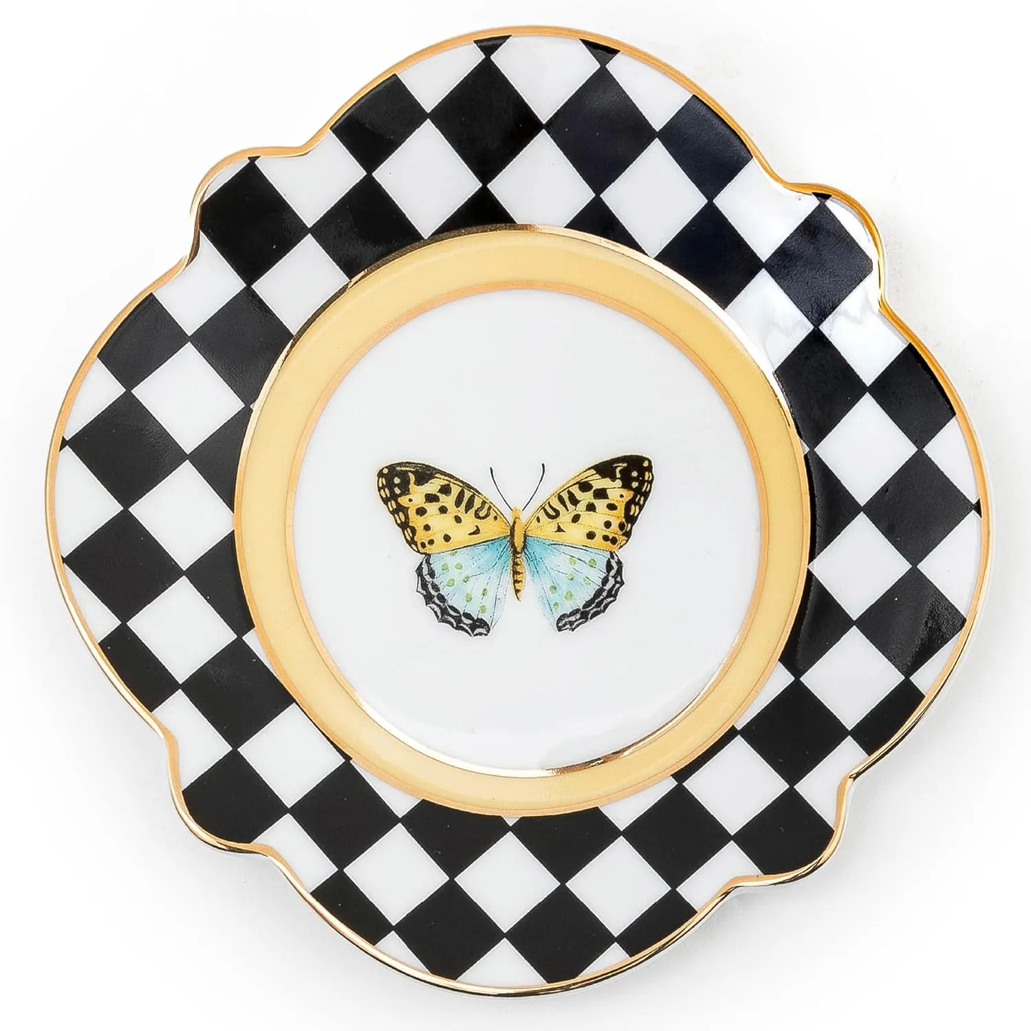 MACKENZIE-CHILDS Butterfly Toile Ceramic Bread and Butter Plate, 6 Inches