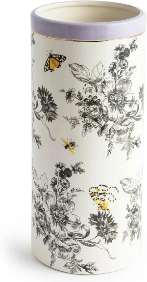 MACKENZIE-CHILDS Butterfly Toile Ceramic Vase, Unique Flower-Vase Decor, Tall