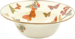 MACKENZIE-CHILDS Enamel Serving Bowl, Enamel Serveware Bowl, 12 Inches, Butterfly Garden