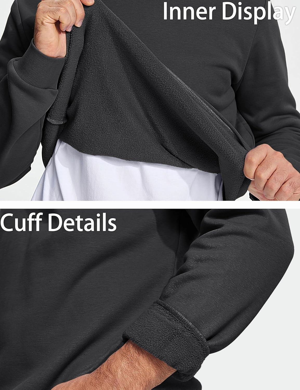 MAGCOMSEN Men's Crewneck Sweatshirt Long Sleeve Casual Warm Fleece Pullover