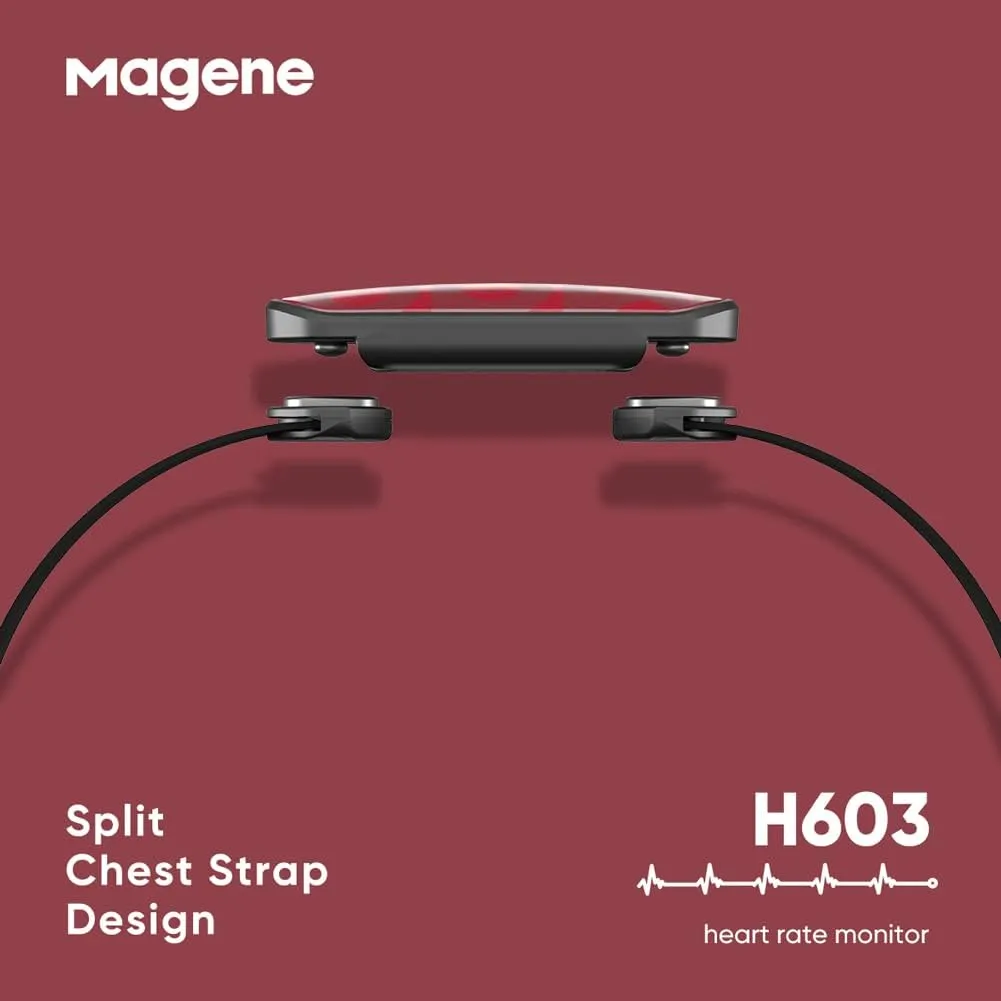 Magene H603 Chest Strap Heart Rate Monitor, ANT  and Bluetooth Compatible with Fully Adjustable Strap, iPhone & Android Compatible