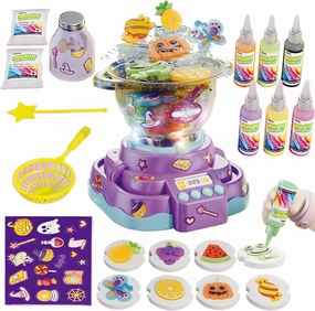 Magic Water Elf Toy Kit,Aqua Fairy Water Gel Kit with Hot Pot Toys,6 Colors Magic Gel,8 Fruit & Animals Molds,Arts & Crafts DIY STEM Toys,Birthday Party Christmas Gifts for Girls (Purple)