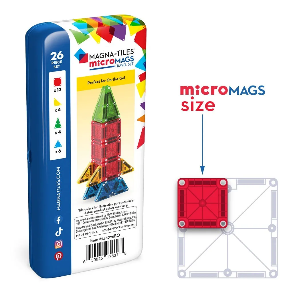 MAGNA-TILES® - MicroMAGS - Rejsesæt m. 26 dele