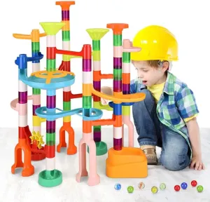 Marble Run for Kids,135 PCS Marble Maze Track Set - Educational Building Block Toys Set for Boys Girls STEM Learning (75 Blocks   60 Marbles)