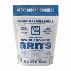 Marsh Hen Mill Sea Island Blue Grits | Stone Ground Grits | Gluten Free Old Fashioned Grits | Southern Heirloom Corn Grits with a Hearty, Fruity, Nutty Flavor | 100% Natural | 24 Oz (Pack of 1)