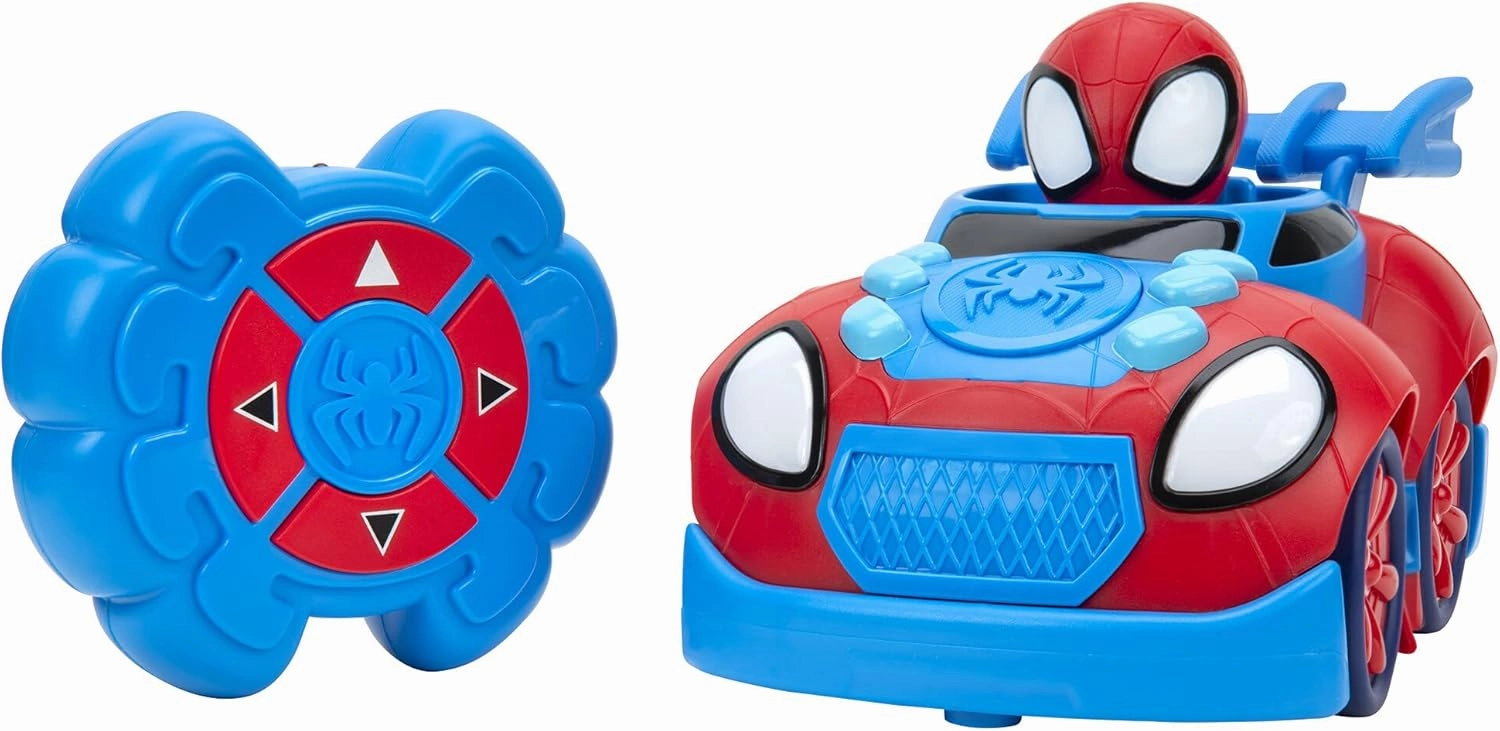 Marvel Spidey and His Amazing Friends Web Crawler RC - Remote-Controlled Vehicle - Features Built-in Super Hero with 4 Controller Functions, Blue & Red