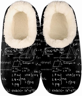 Math Black White House Slippers for Women Men Indoor Fuzzy Slippers Closed Back Bedroom Shoes Lightweight Cozy Non-slip Home Slippers