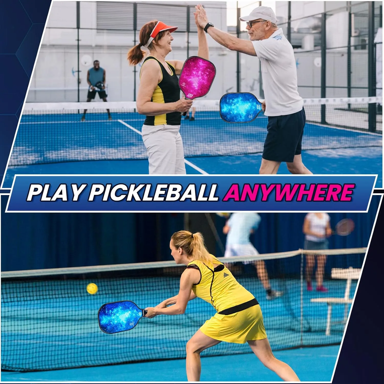 Mayboom Pickleball Paddles Set of 2 or 4, USAPA Approved Pickleball Set with 4 Pickleball Balls and Pickleball Bag, Fiberglass Pickle Ball Rackets 2 Pack for Beginner