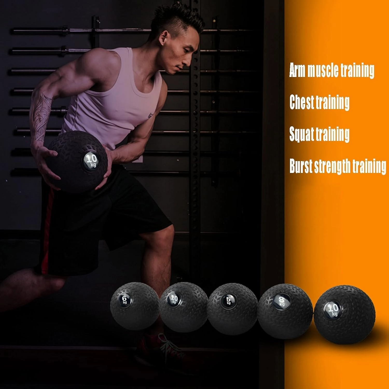 Medicine Ball Medicine Ball Slam Ball, Cross Training Core Training Throwing Training Balance Ball, Textured Black Low-Stretch Fitness Ball (Size : 2kg/4.4lb)