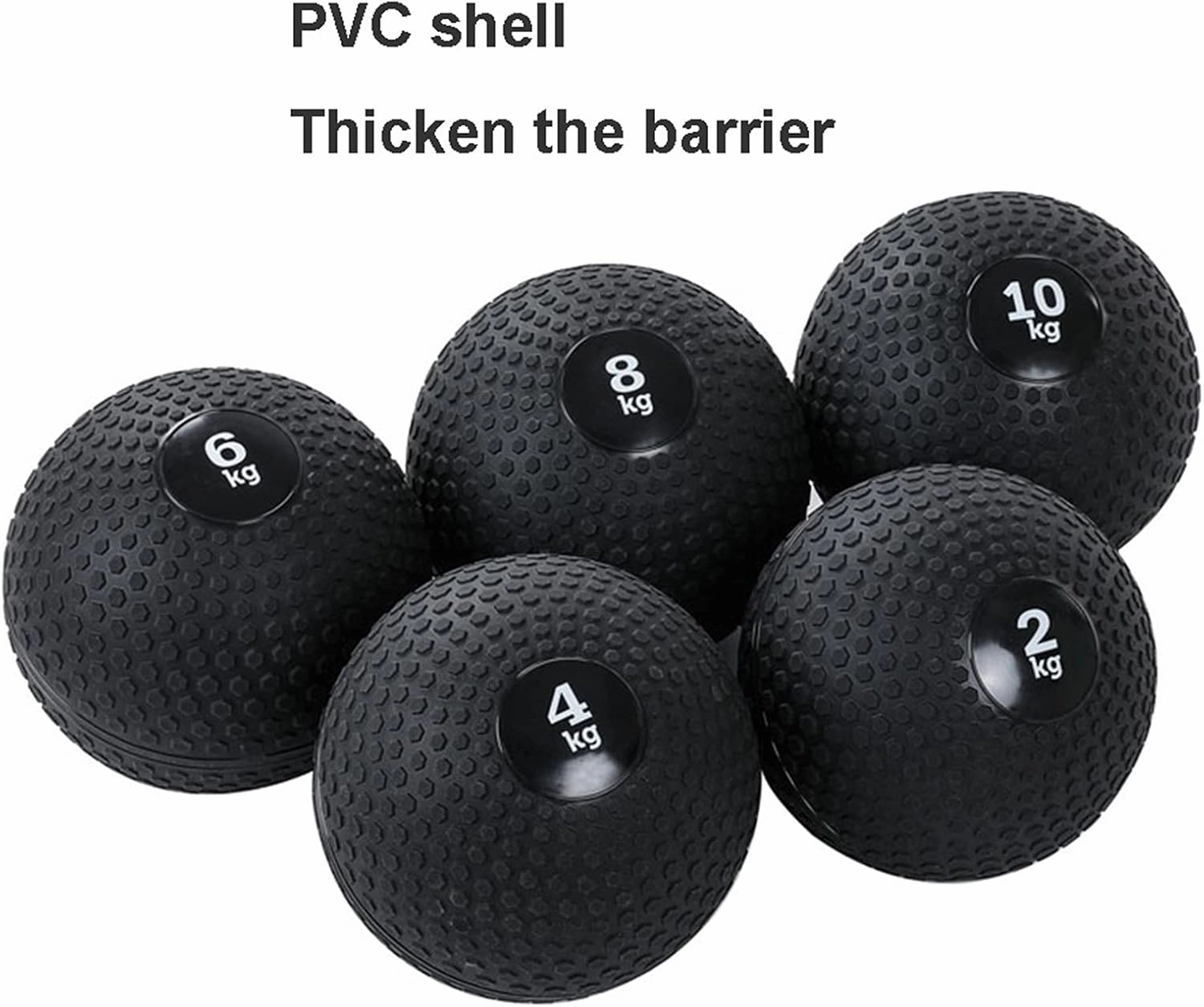 Medicine Ball Medicine Ball Slam Ball, Cross Training Core Training Throwing Training Balance Ball, Textured Black Low-Stretch Fitness Ball (Size : 2kg/4.4lb)