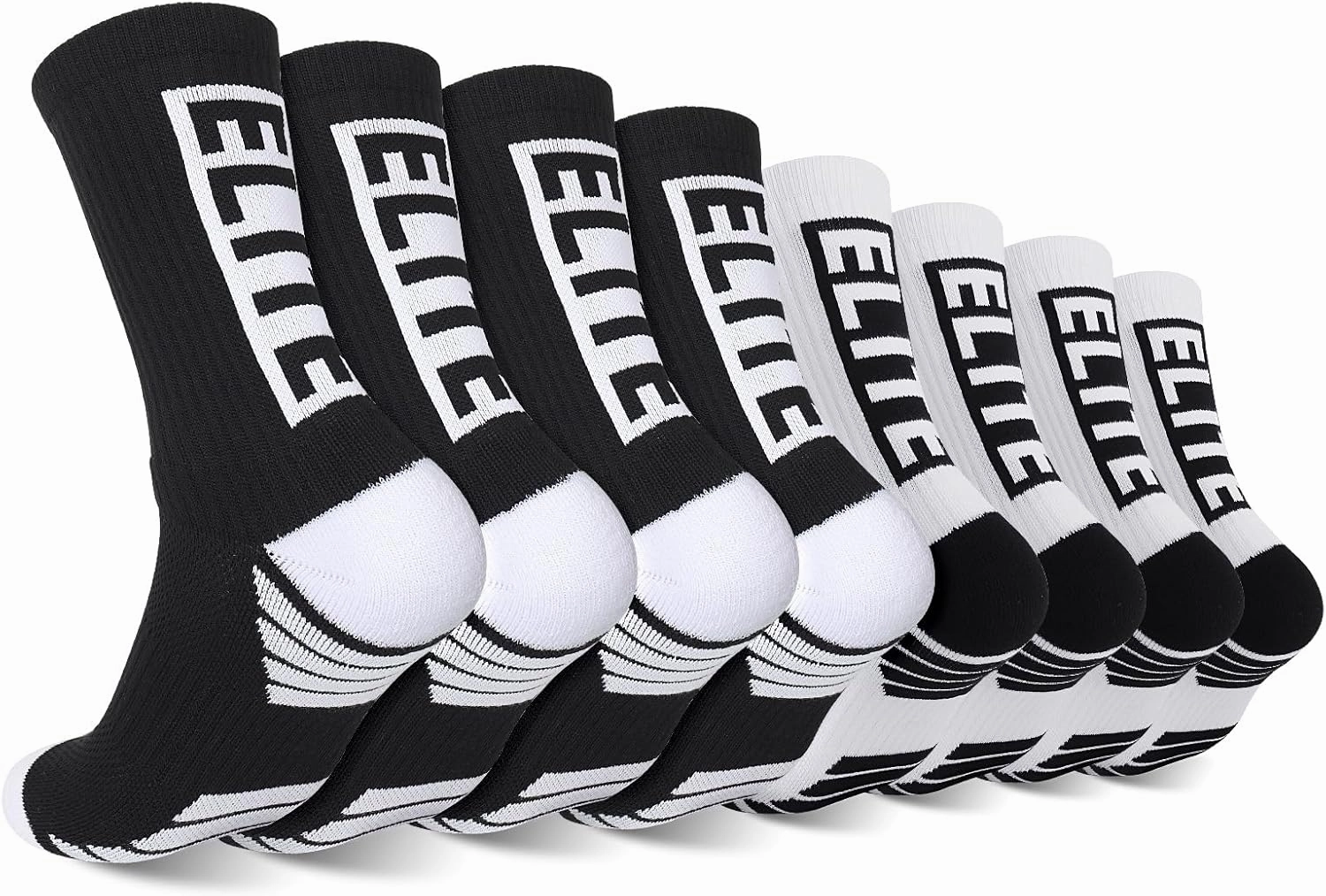 Men Basketball Socks 4/8 Pairs, Elite Soft Breathable Cushion Athletic Crew Socks for Men Boys