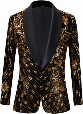 Men Colorful Velvet Shiny Sequins Suit Lapel Slim Fit Stylish Blazer Jacket Dress Suit Costume Homme Stage Clothes