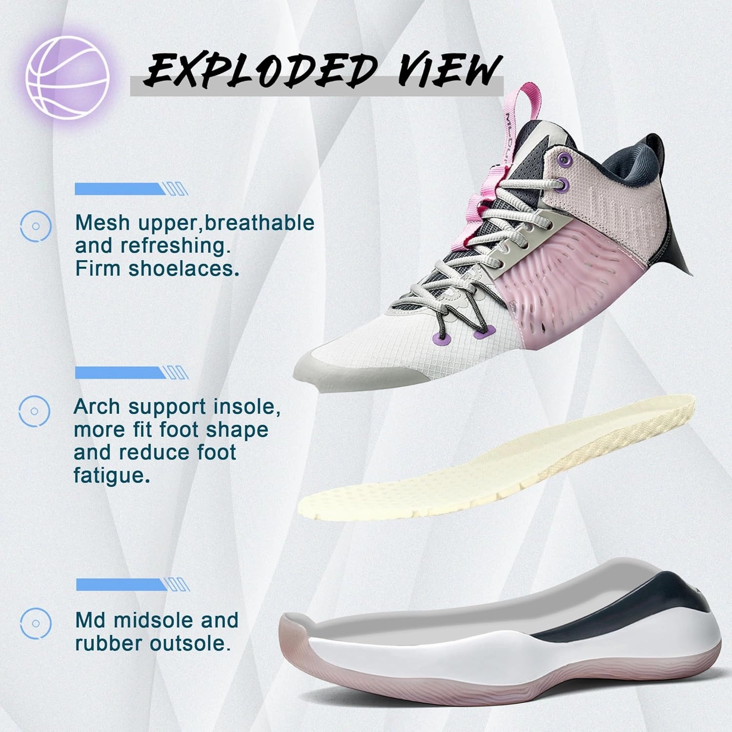 Men's Basketball Shoes Breathable Anti Slip Fashionable Graffiti Training Shoes Outdoor Shoes