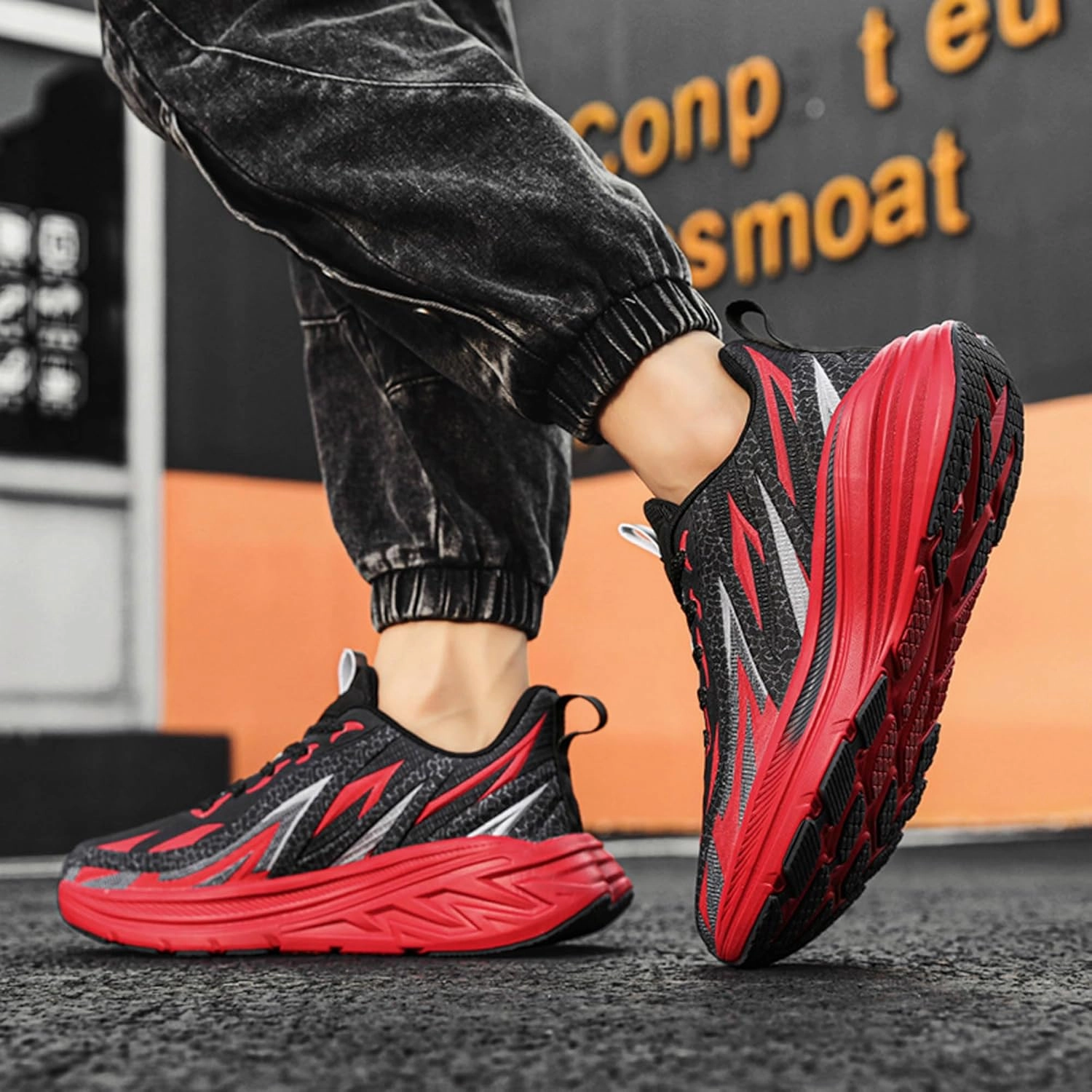 Men's High Top Lace Up Anti Slip Graffiti Basketball Shoes, Arch Support Casual Men's Breathable Running Shoes, Fitness Cushioning Training Shoes