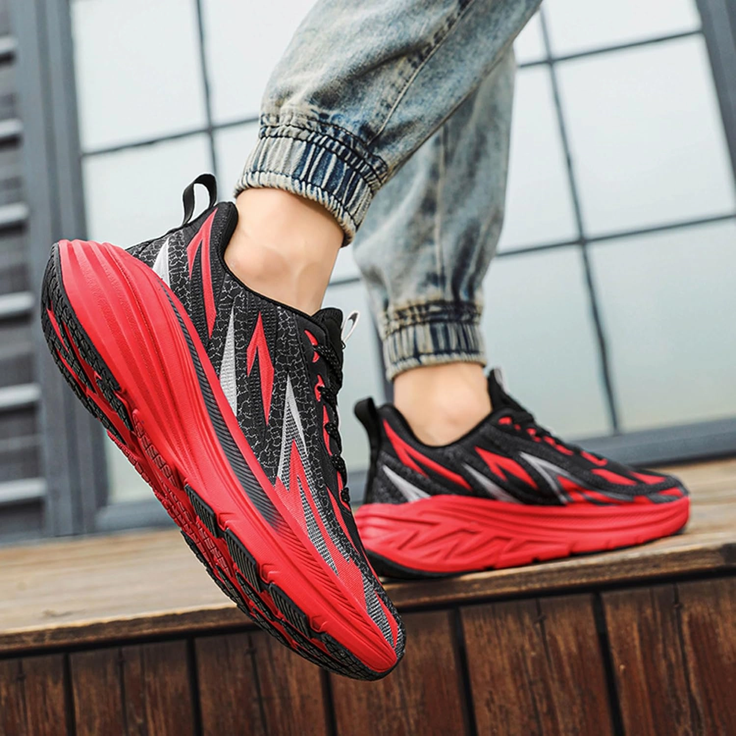 Men's High Top Lace Up Anti Slip Graffiti Basketball Shoes, Arch Support Casual Men's Breathable Running Shoes, Fitness Cushioning Training Shoes