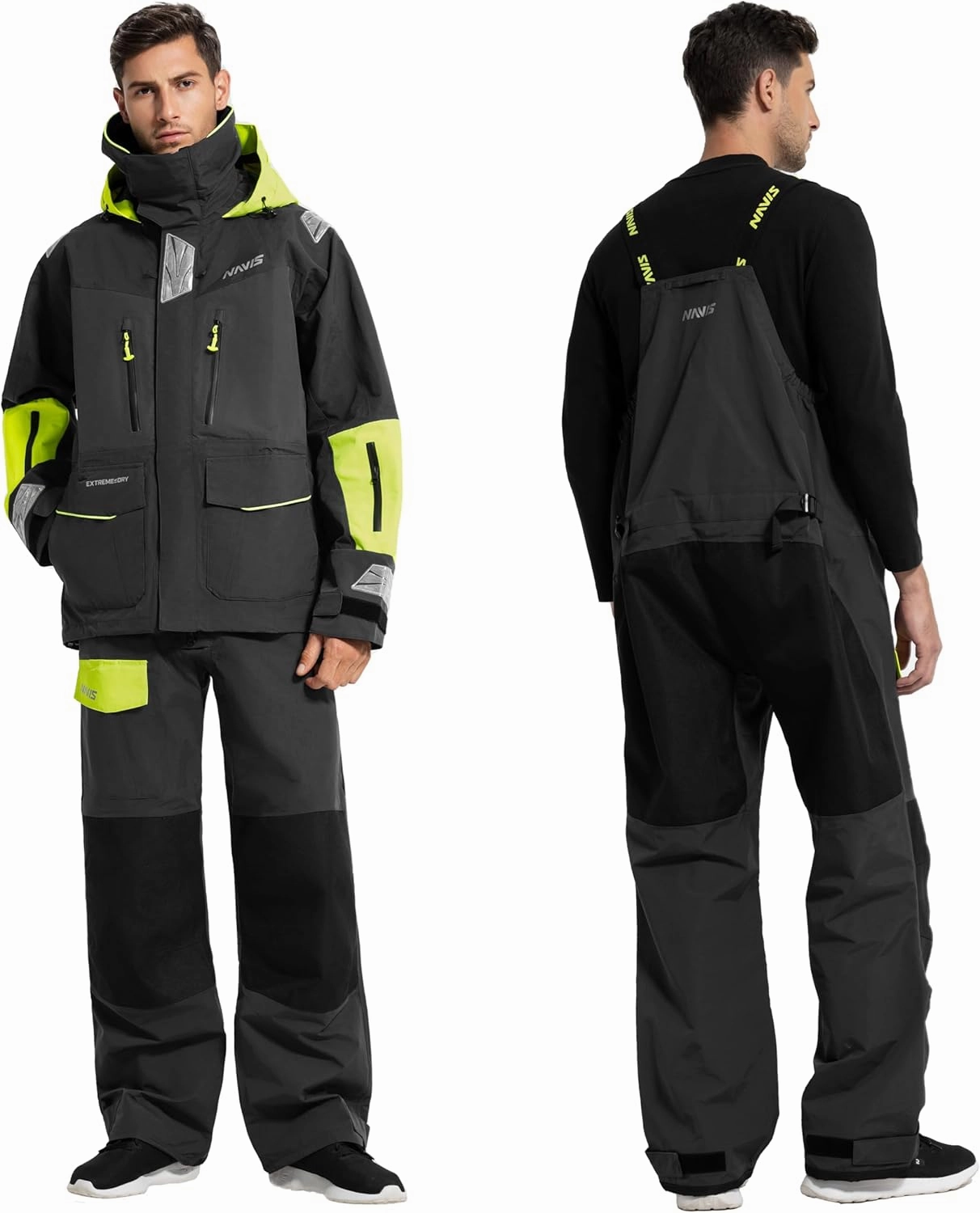 Men's Sailing Jacket & Bib Pants - Ocean PRO 3-Layer Shell, Waterproof, Breathable, Durable Combo Set