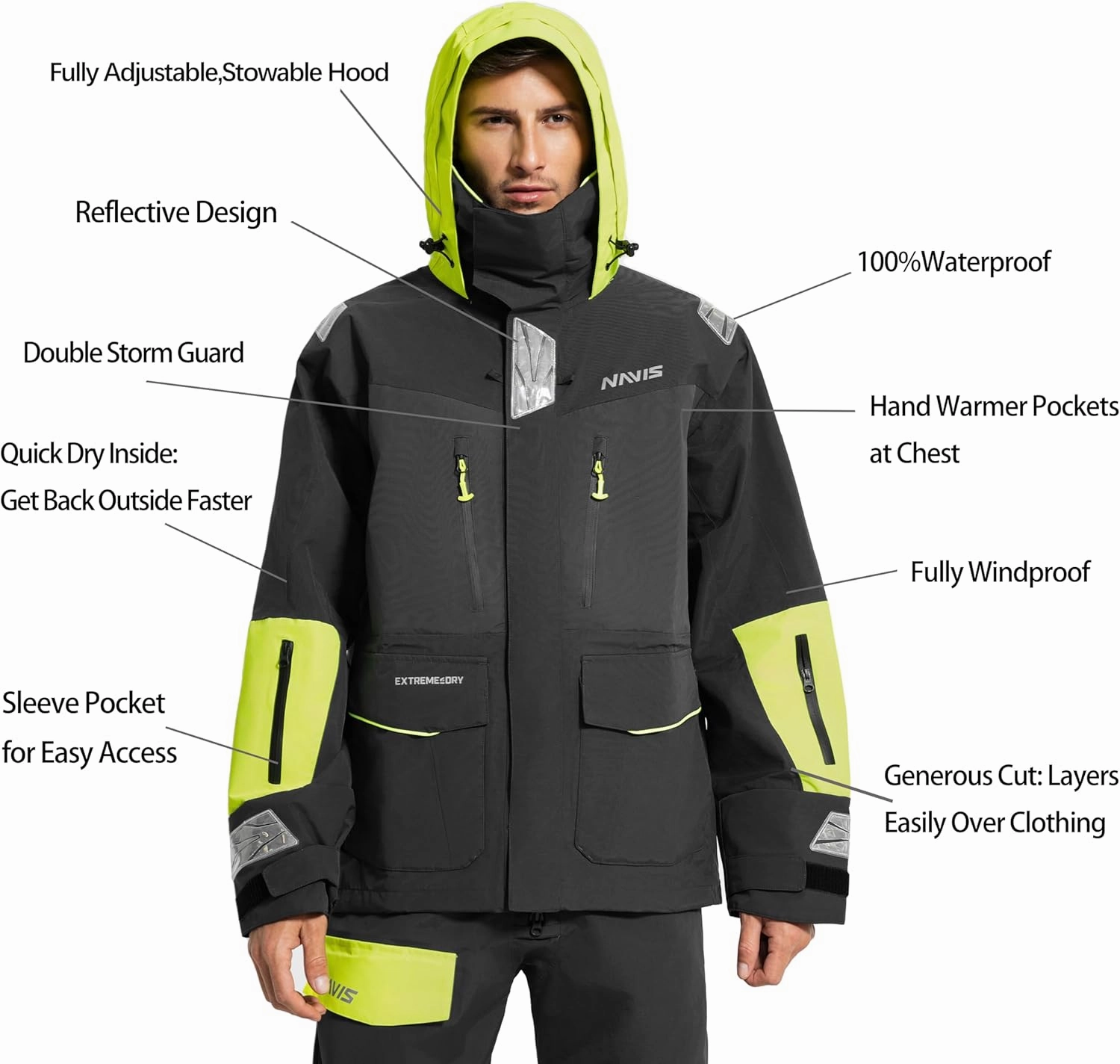 Men's Sailing Jacket & Bib Pants - Ocean PRO 3-Layer Shell, Waterproof, Breathable, Durable Combo Set