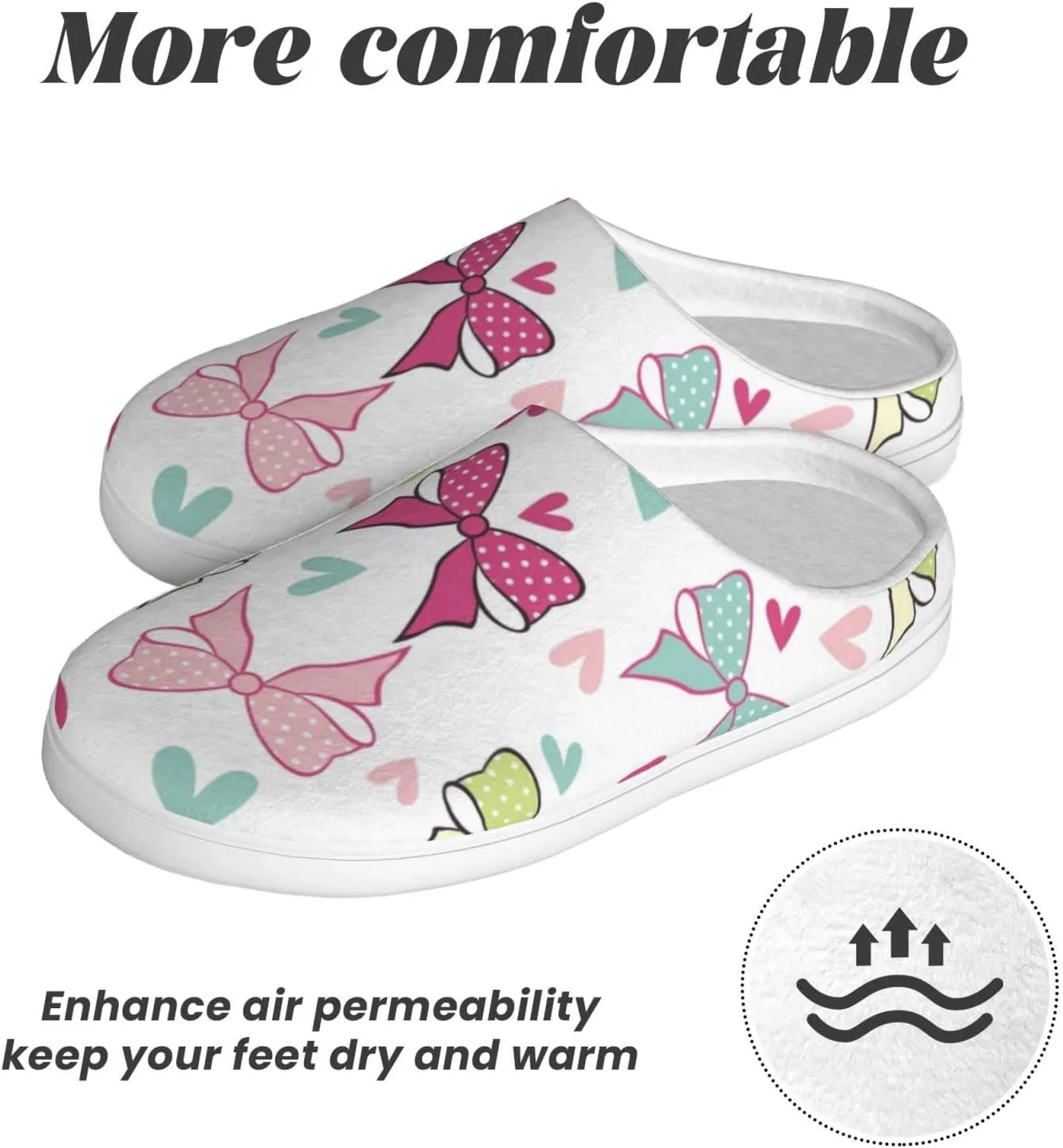 Men's cotton slippers Seamless Pattern With Bows Warm and comfortable home slippers