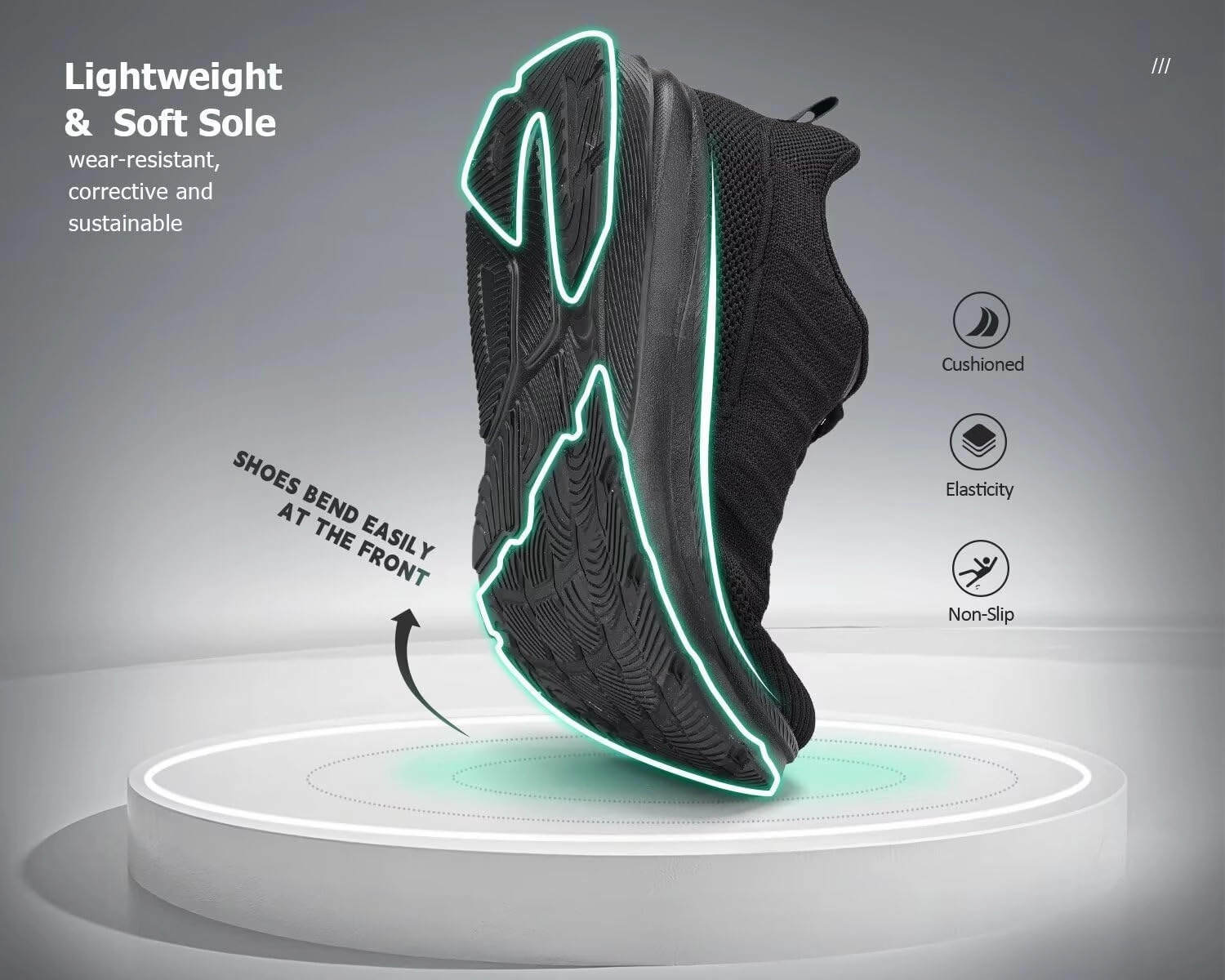 Mens Wide Walking Shoes Soft Sole Non Slip Running Comfortable Tennis Breathable Athletic Gym Workout Sport Sneakers
